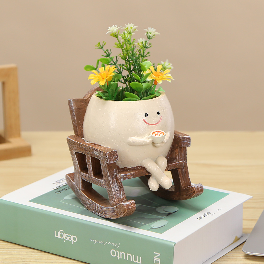 Japanese Garden Bonsai - 의자/스윙 미소 얼굴 화분 수지 매달려