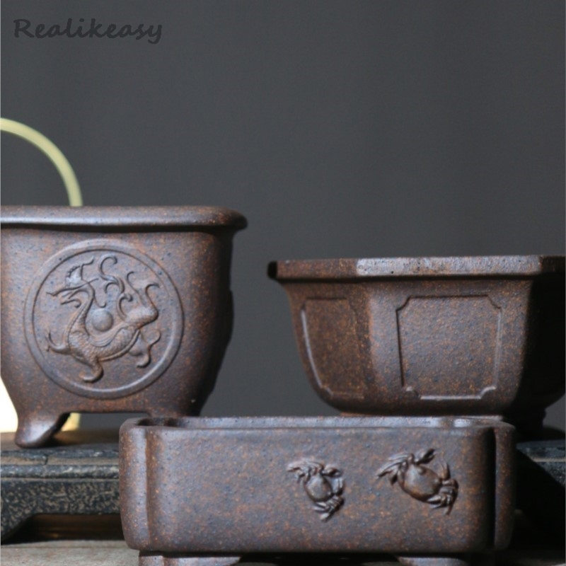 Japanese Garden Bonsai - 보라색 모래 꽃 냄비 육각형 분재