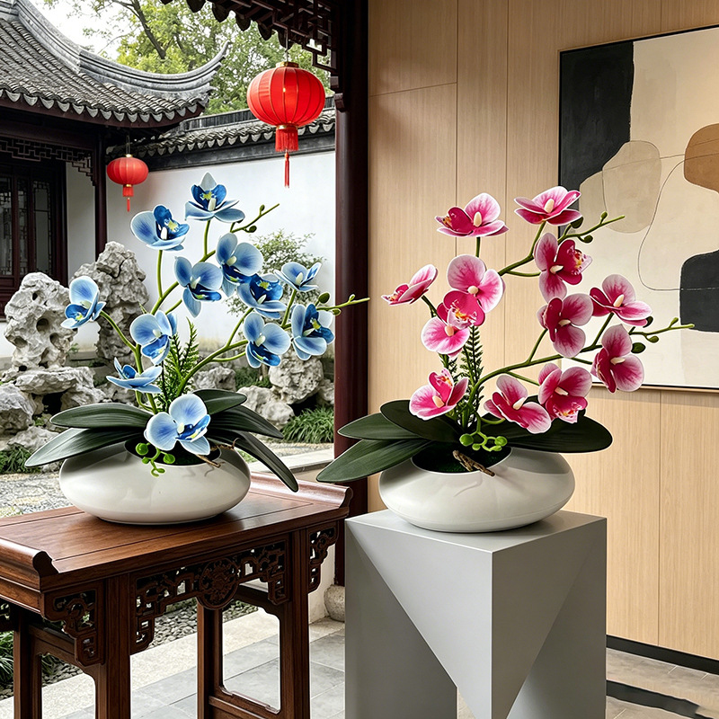 나비 난초 12 꽃 분재 작은 장식품 거실 장식 필름  - Bonsai Garden Decor 리뷰 및 가격