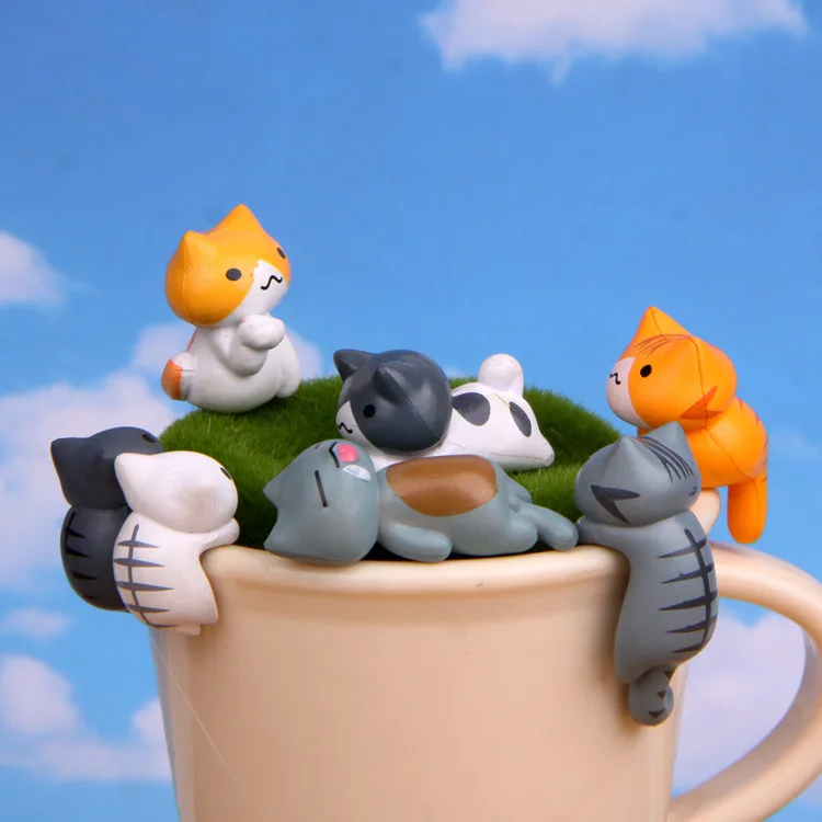 6개/세트 만화 행운의 PVC 고양이 집 정원 분재 장 - First Bonsai Garden 리뷰 및 가격