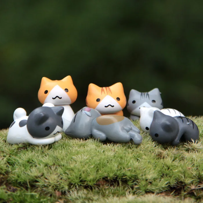 6개/세트 만화 행운의 PVC 고양이 집 정원 분재 장 - First Bonsai Garden 리뷰 및 가격